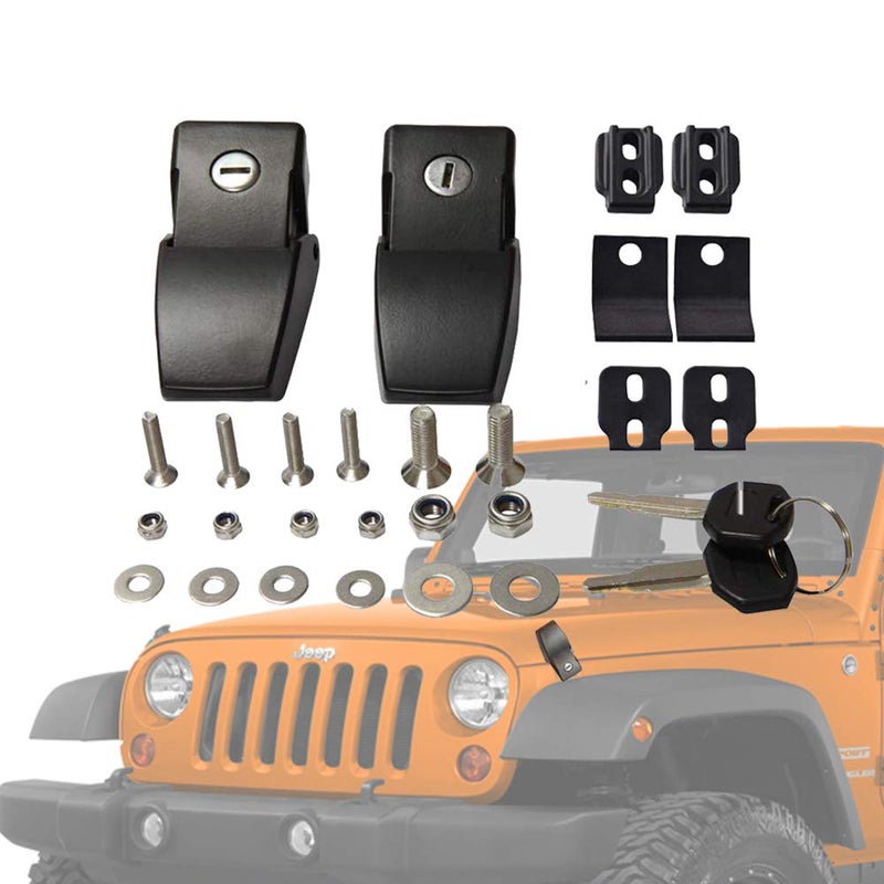 GOHAWKTEQ Anti-Thief Locking Hood Lock Catch Latches Kit for 2007 2008 2009 2010 2011 2012 2014 2013 2014 2015 2016 2017 Jeep Wrangler JK JKU G011JP - Image 2